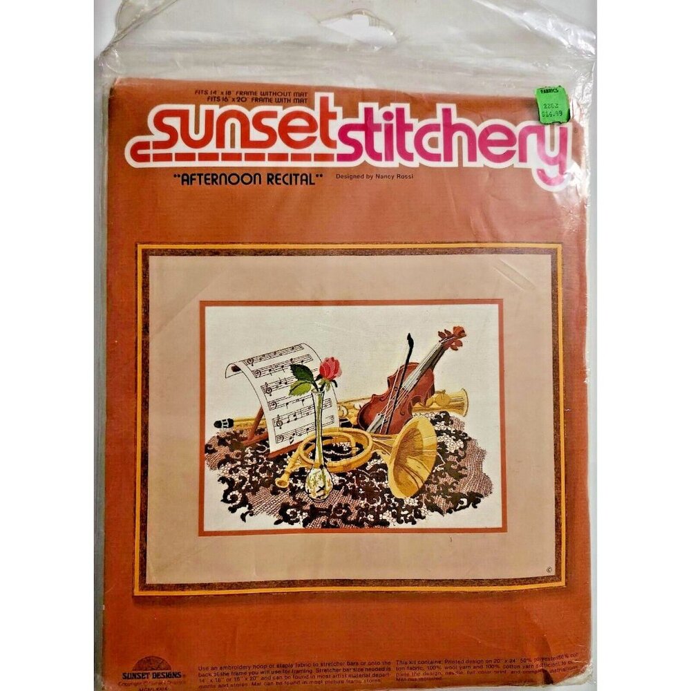 Sunset Stitchery Afternoon Recital 1979 Kit #2202 New old Stock